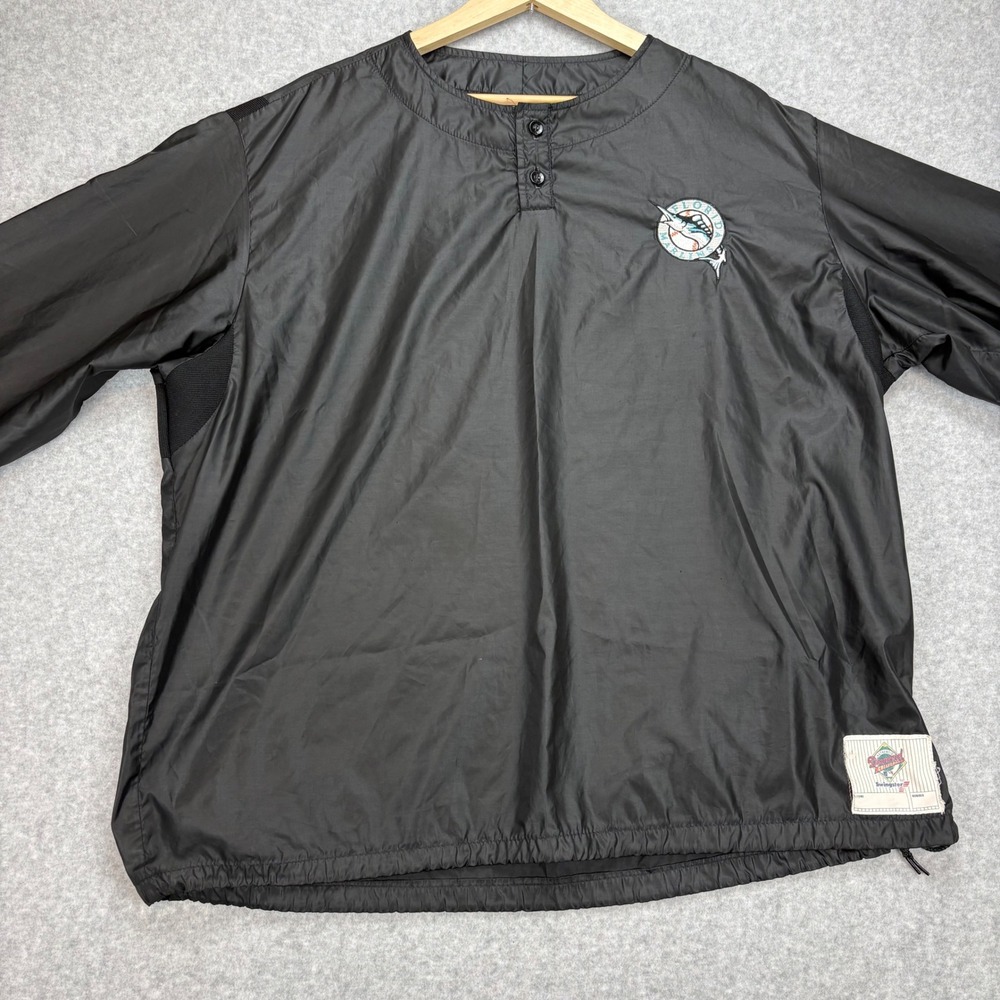 Vtg Florida Marlins Swingster‎ Windbreaker Mens XL Black Diamond Collection MLB